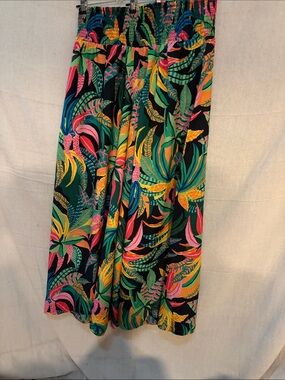 Live 4 Truth Wide Leg Pants - Black with Green, Yellow & Pink Tropical Print